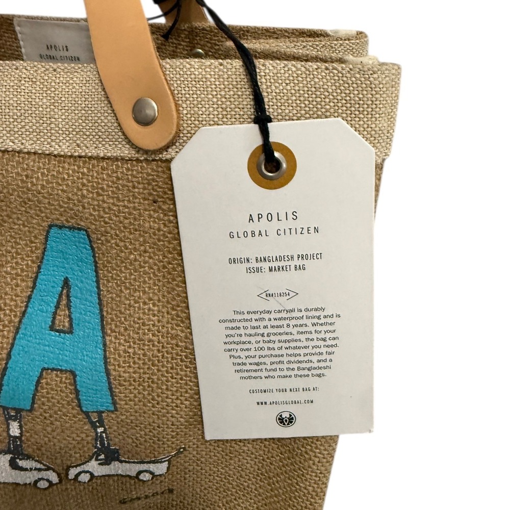 NEW Apolis LA Market Bag Limited Edition Artist Geoff McFetridge Jute Tote 11" - Picture 10 of 10